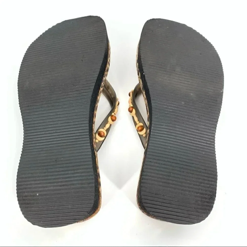 coconut girl sandals L 9-10 cheetah chunky platform flip flops 80s vintage y2k